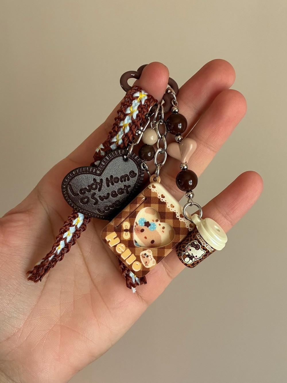 2/$25🎀 Brown Hello Kitty Book & Coffee Charm Keychain Phone/ Bag Charm